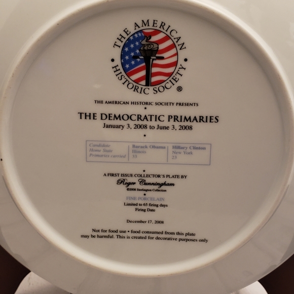 2008 Democratic Primaries 1st Ed Collectible Plate - Picture 4 of 7